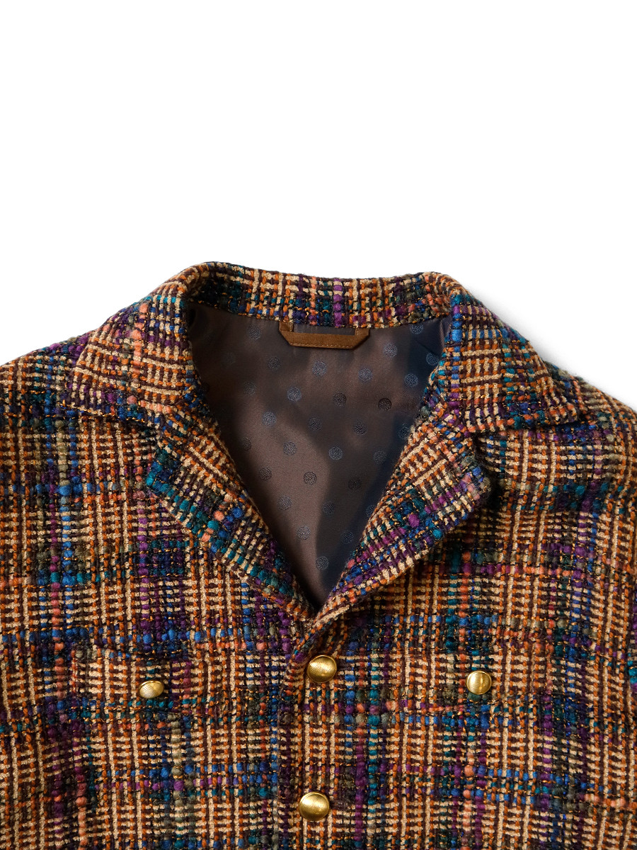新品タグ付 d.i.a 十字架刺繍 チェック襟ブルゾン 金ボタン y2k ギャル KAPITAL Jacket Casa Tweed Check Baba Sawyer JKT (L's)