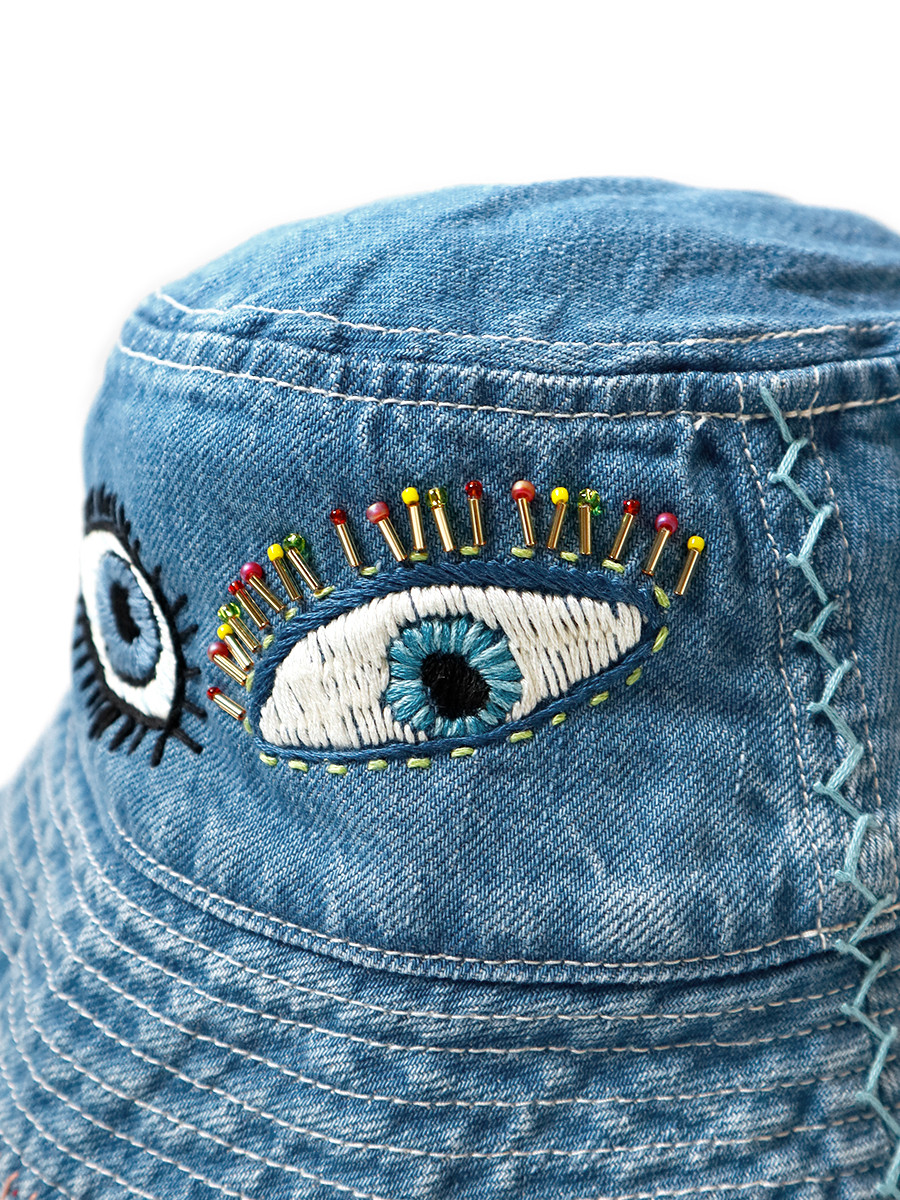 キャピタル 12ozデニム バケットチューリップHAT SPEAKEASY刺繍 KAPITAL Hat/Cap 12Oz Denim Bucket hat (SPEAKEASY Embroidery)