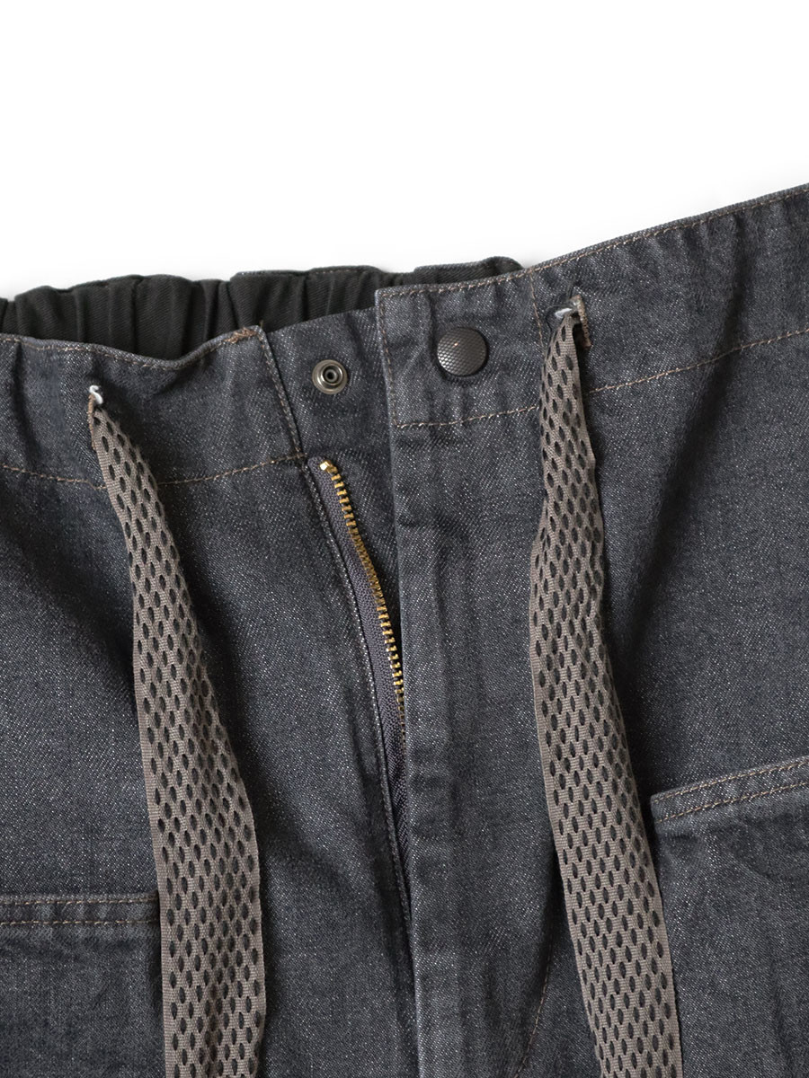 KAPITAL Pants 14Oz Black Denim W Knee Easy Baggy Pants