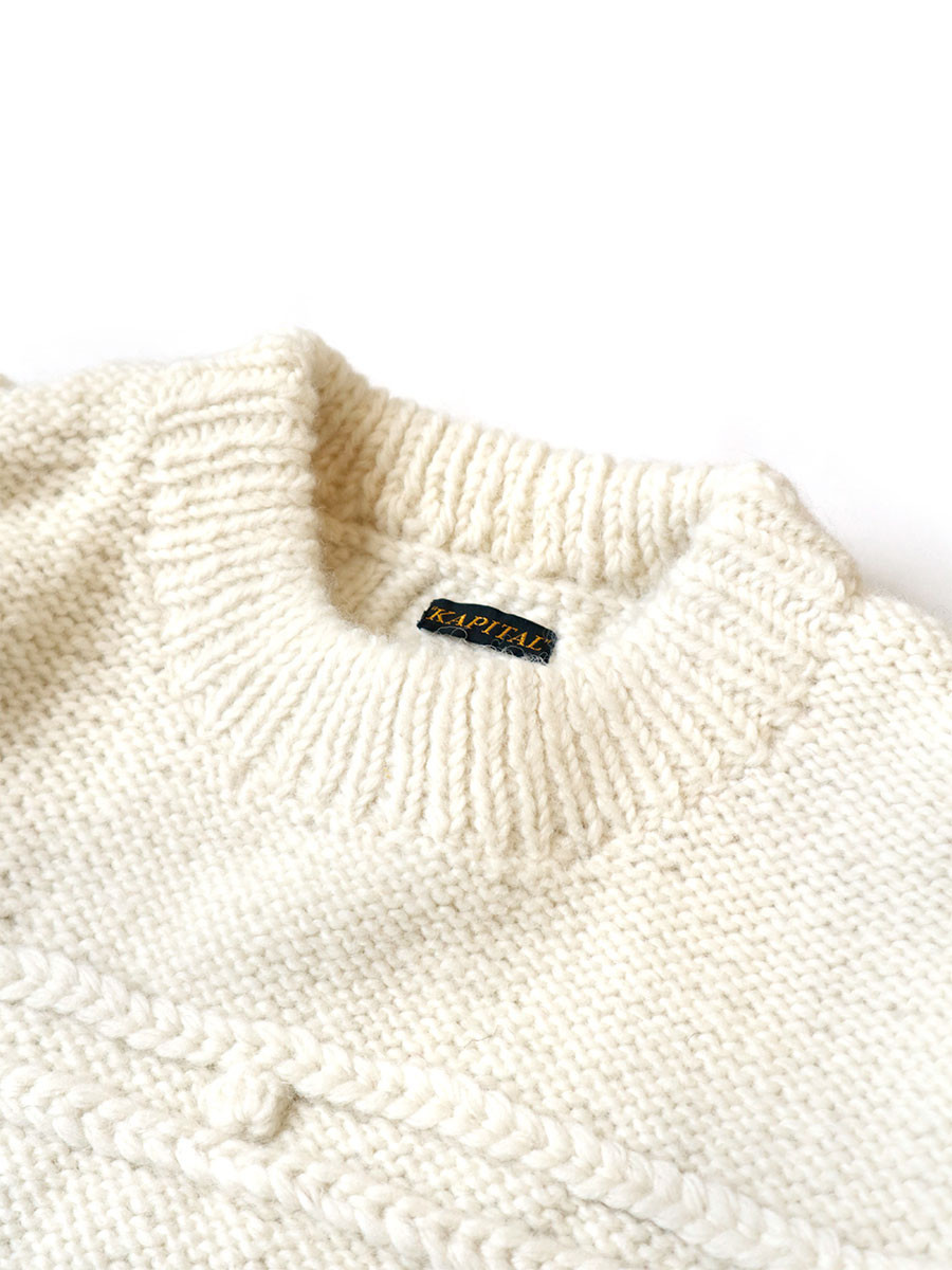 KAPITAL Knit Sweater Wool Hand Knit Napoleon Sweater