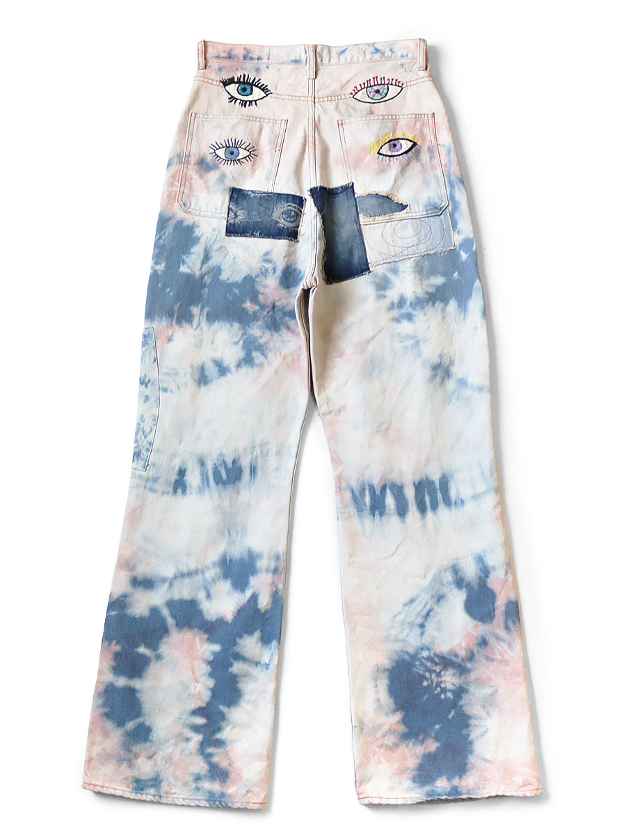 KAPITAL Pants 14Oz Denim Tie-dye Baggy Flare Pants (Crazy Dixie