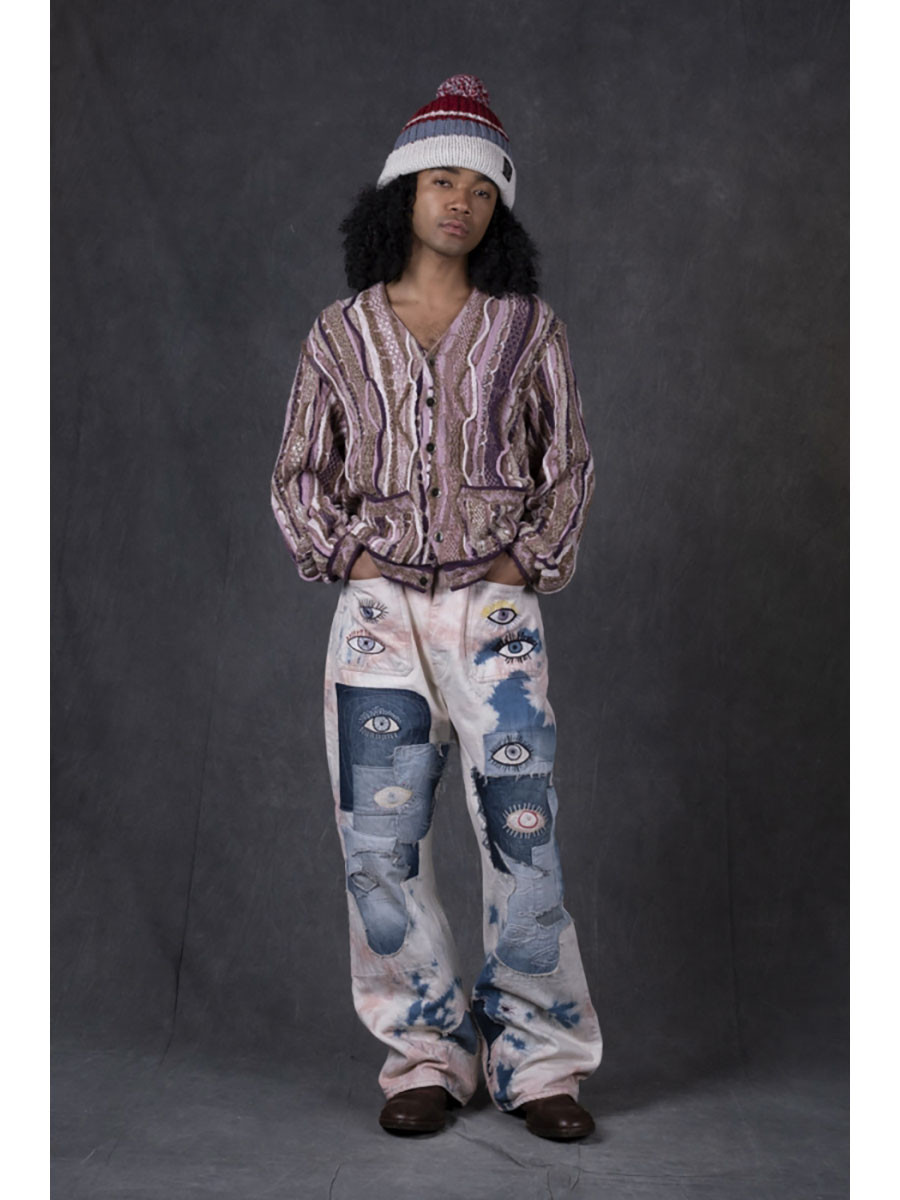KAPITAL Pants 14Oz Denim Tie-dye Baggy Flare Pants (Crazy Dixie