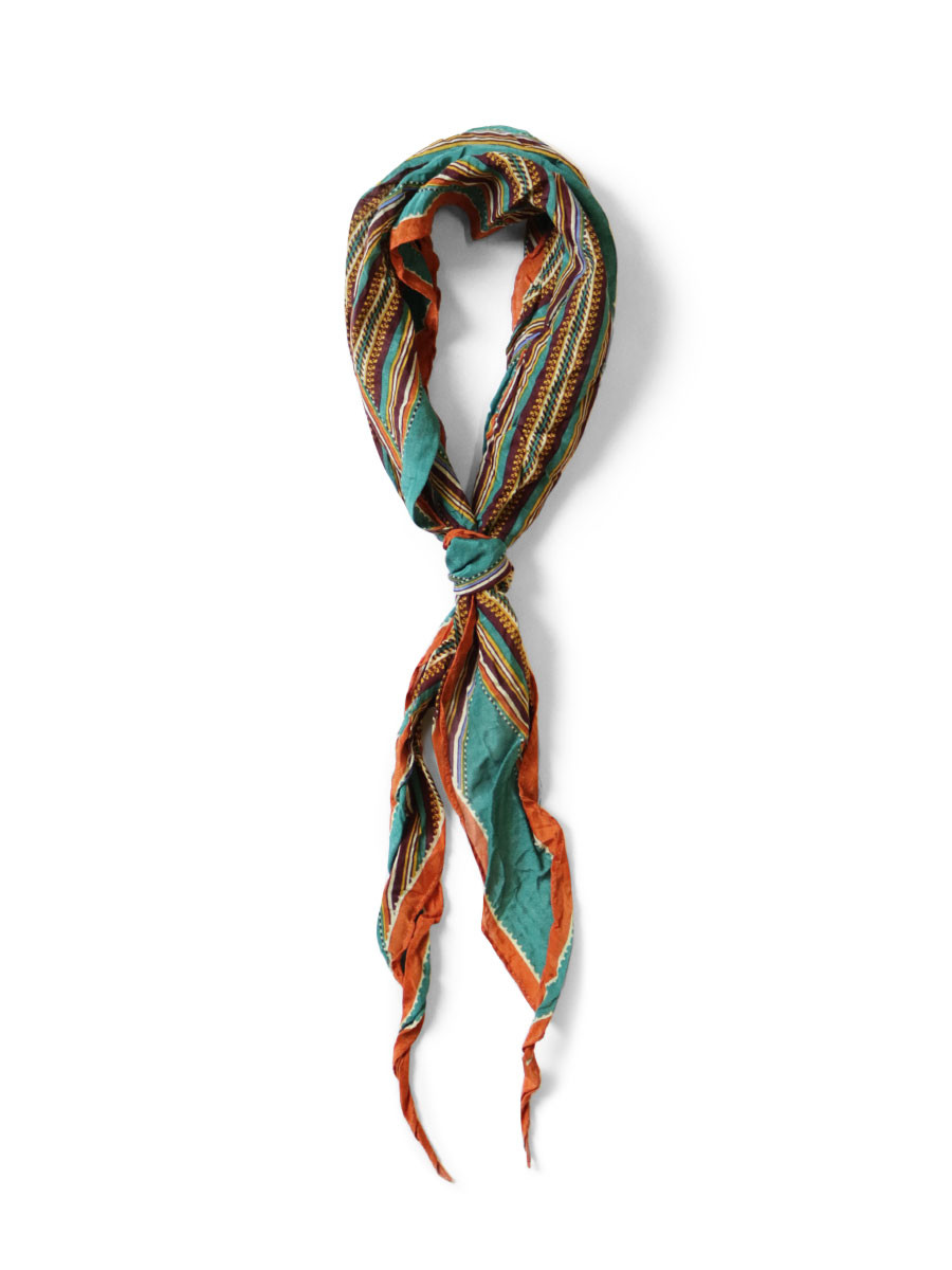 KAPITAL Scarves Washer Silk Neckerchief (Pecos Stripe)