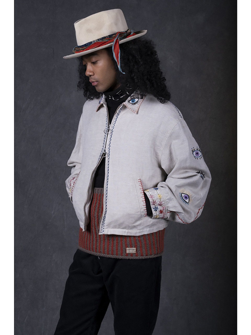 KAPITAL Jacket Linen Herringbone Drizzler Jacket (SPEAKEASY