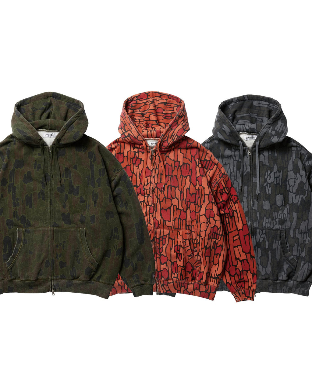 Evisen Skateboards TOPS DOKURO CAMO ZIP HOODIE - ORANGE
