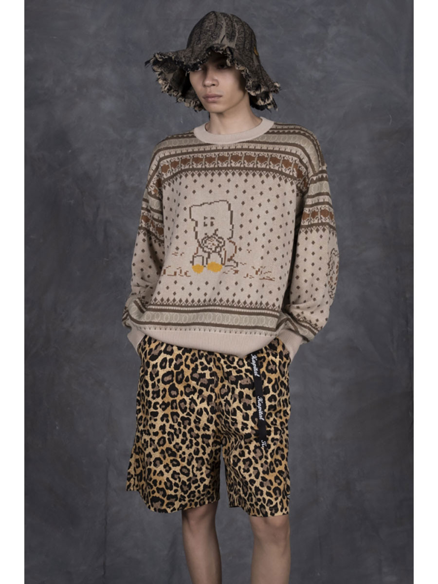 KAPITAL Short Pants Combed Burberry Leopard Print Easy Shorts