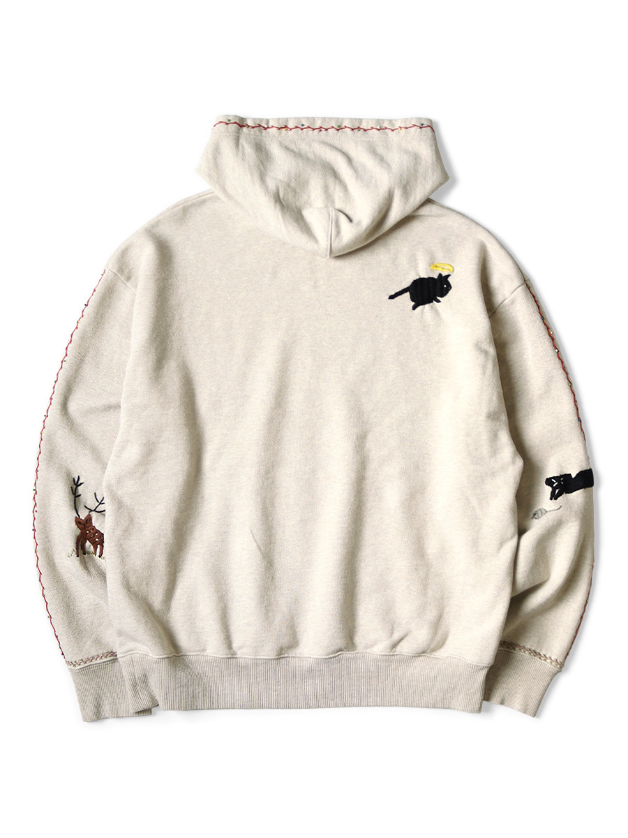 KAPITAL TOPフードスウェットK2503LC102 フーディ Size3 KAPITAL Sweat Shirt TOP Fleece Hooded Sweatshirt (Crow And Cat