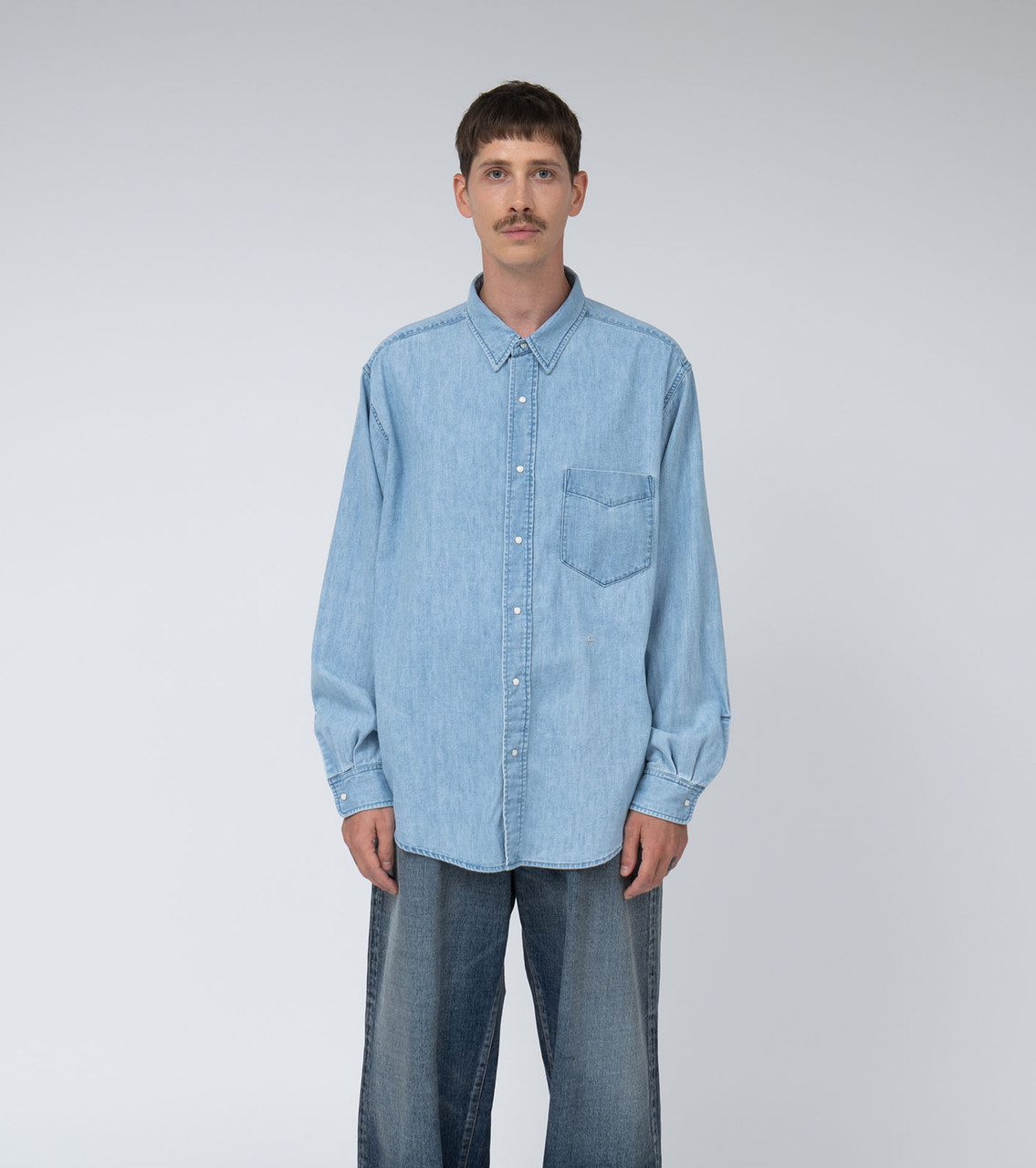 nanamica SHIRT Regular Collar Light Denim Shirt Online Shop to