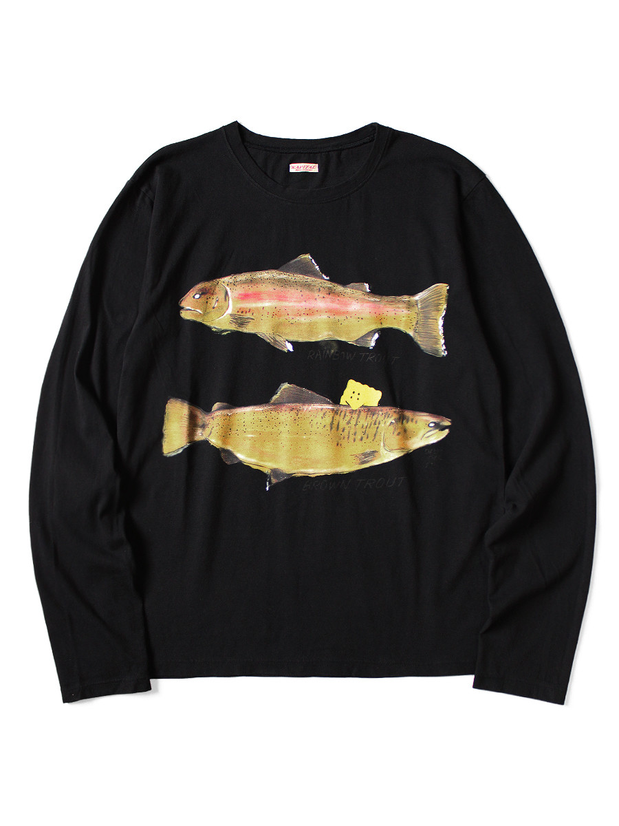 KAPITAL T-Shirt 20/- Jersey Crew-Long T-Shirt (2 Trout Peckish