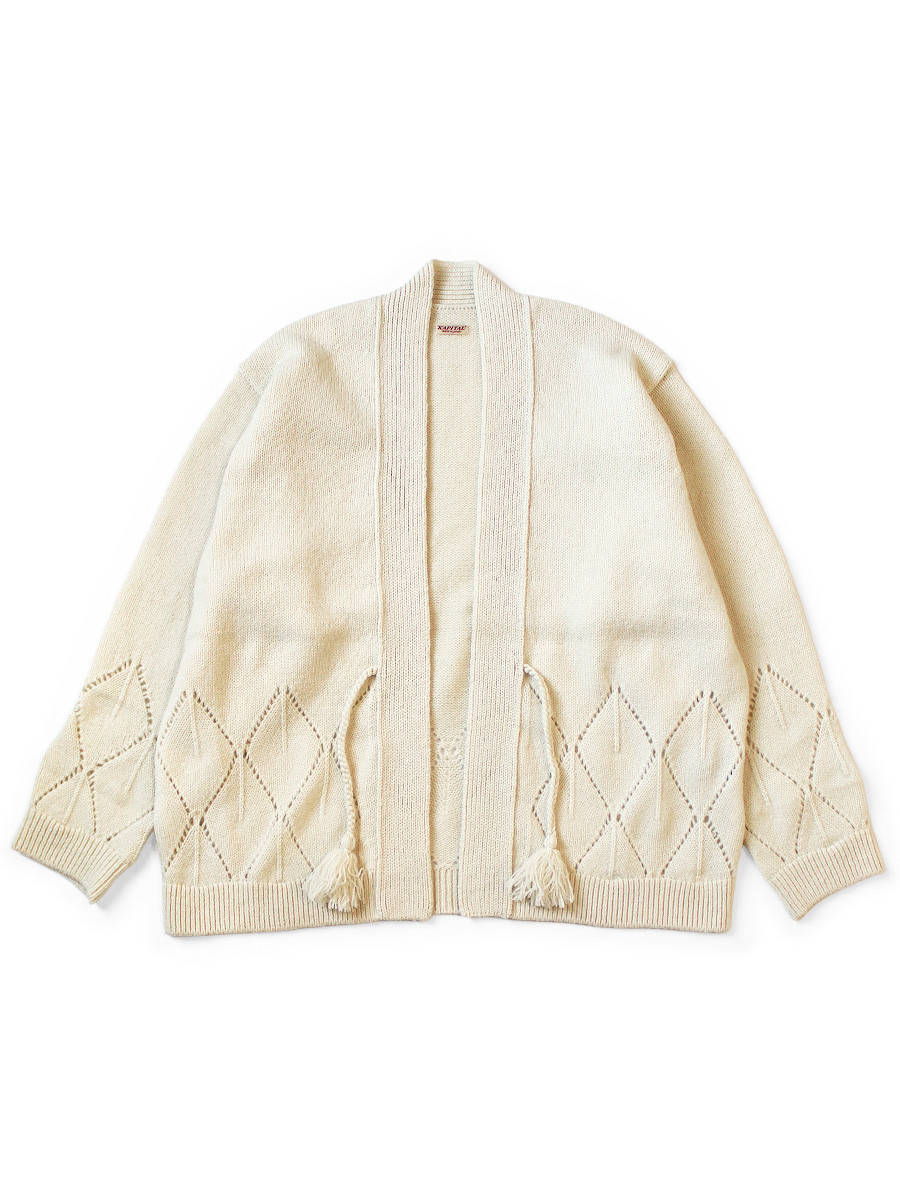KAPITAL Knit Sweater 5G Wool Needle-punched Argyle Cardigan