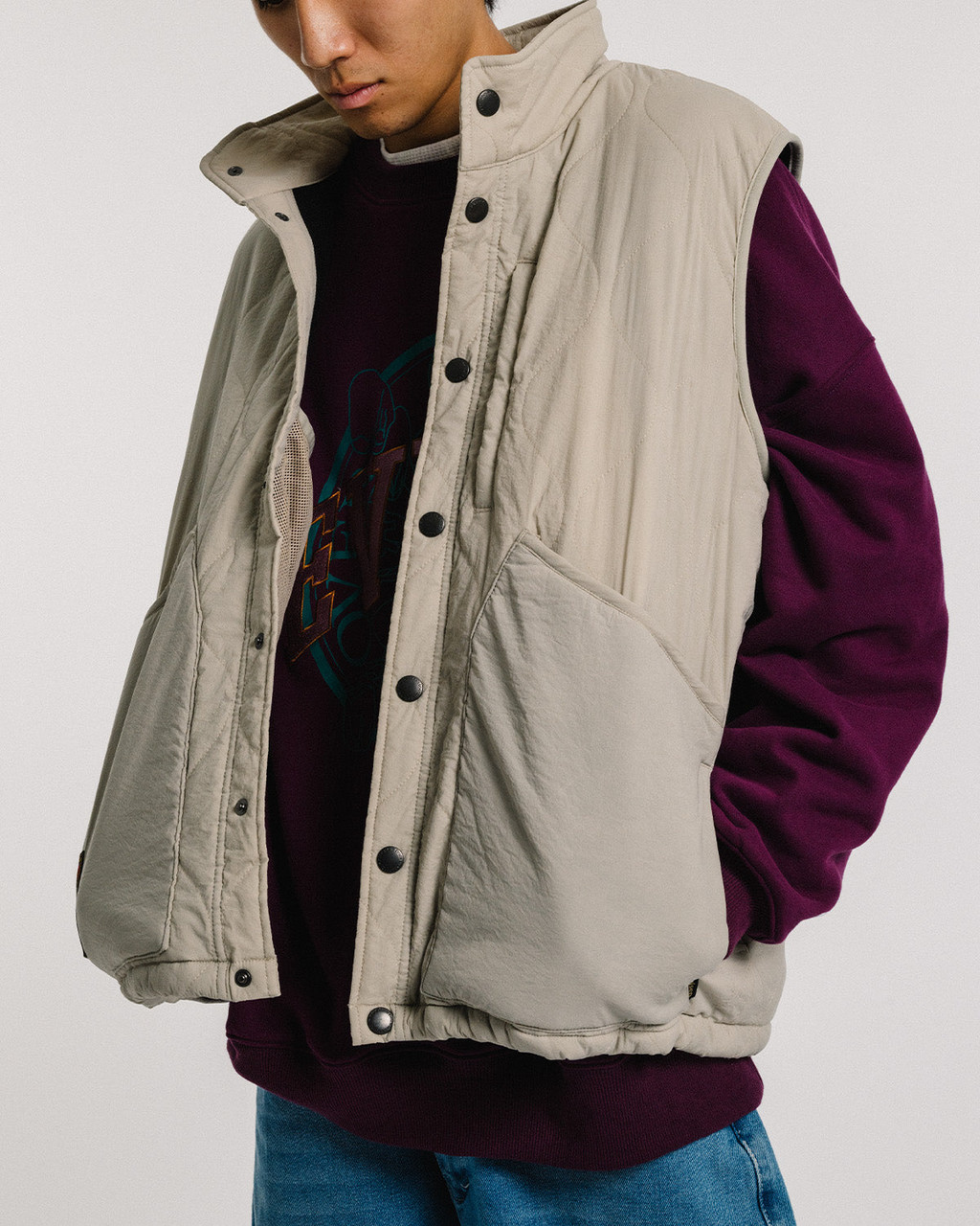 Evisen Skateboards JACKET MIND LIGHT QUILTING VEST - BEIGE