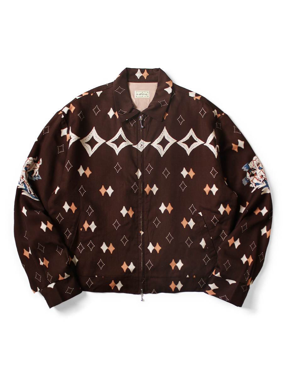 KAPITAL Jacket Rayon Twill Ainu Mosir Print Drizzler Jacket