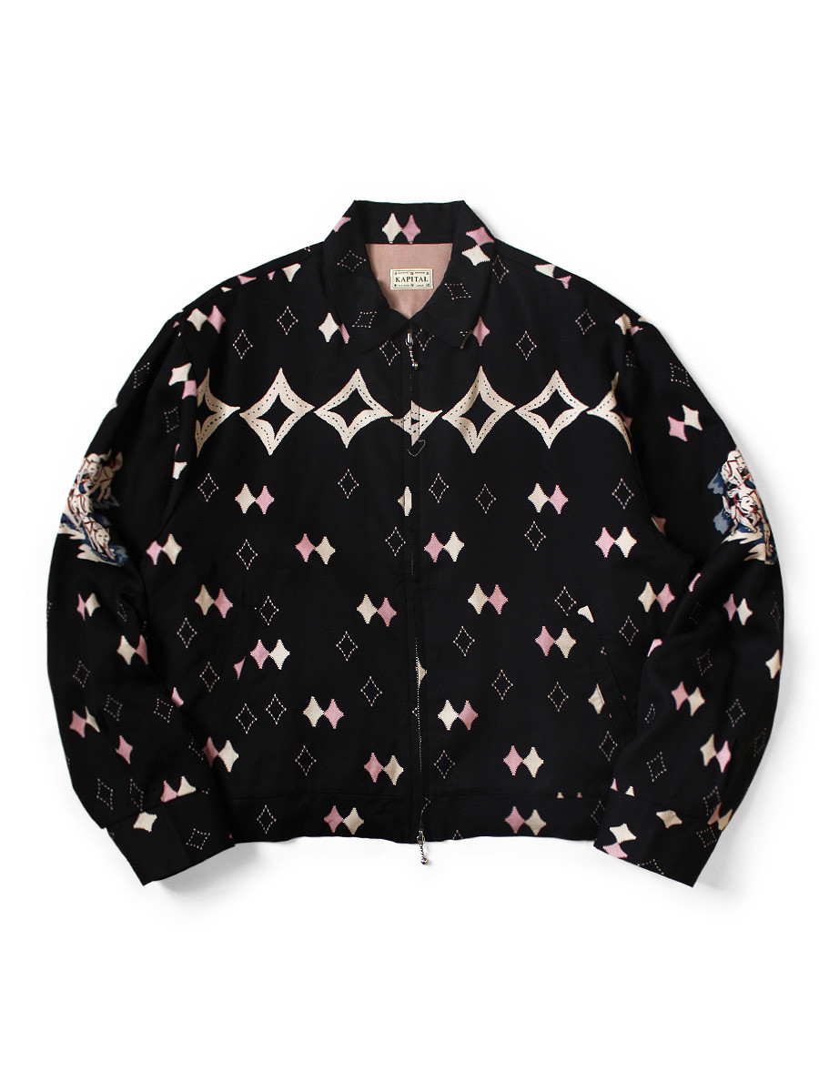 KAPITAL Jacket Rayon Twill Ainu Mosir Print Drizzler Jacket
