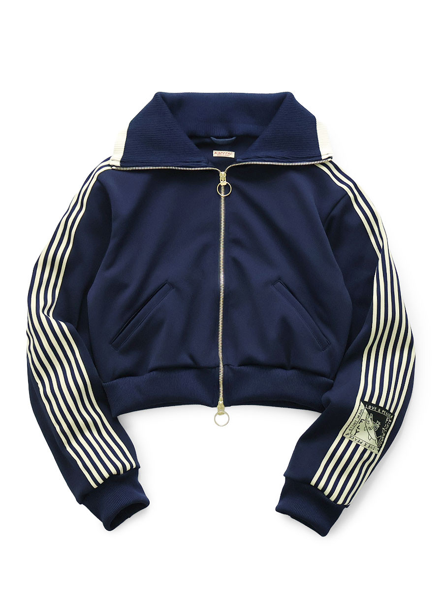 KAPITAL Jacket Smooth Jersey Cropped Track Jacket (Banner Stripe)