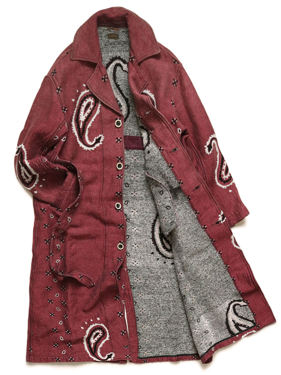 KAPITAL Coat Rug Paisley Pattern Linen Wool Dragging Coat