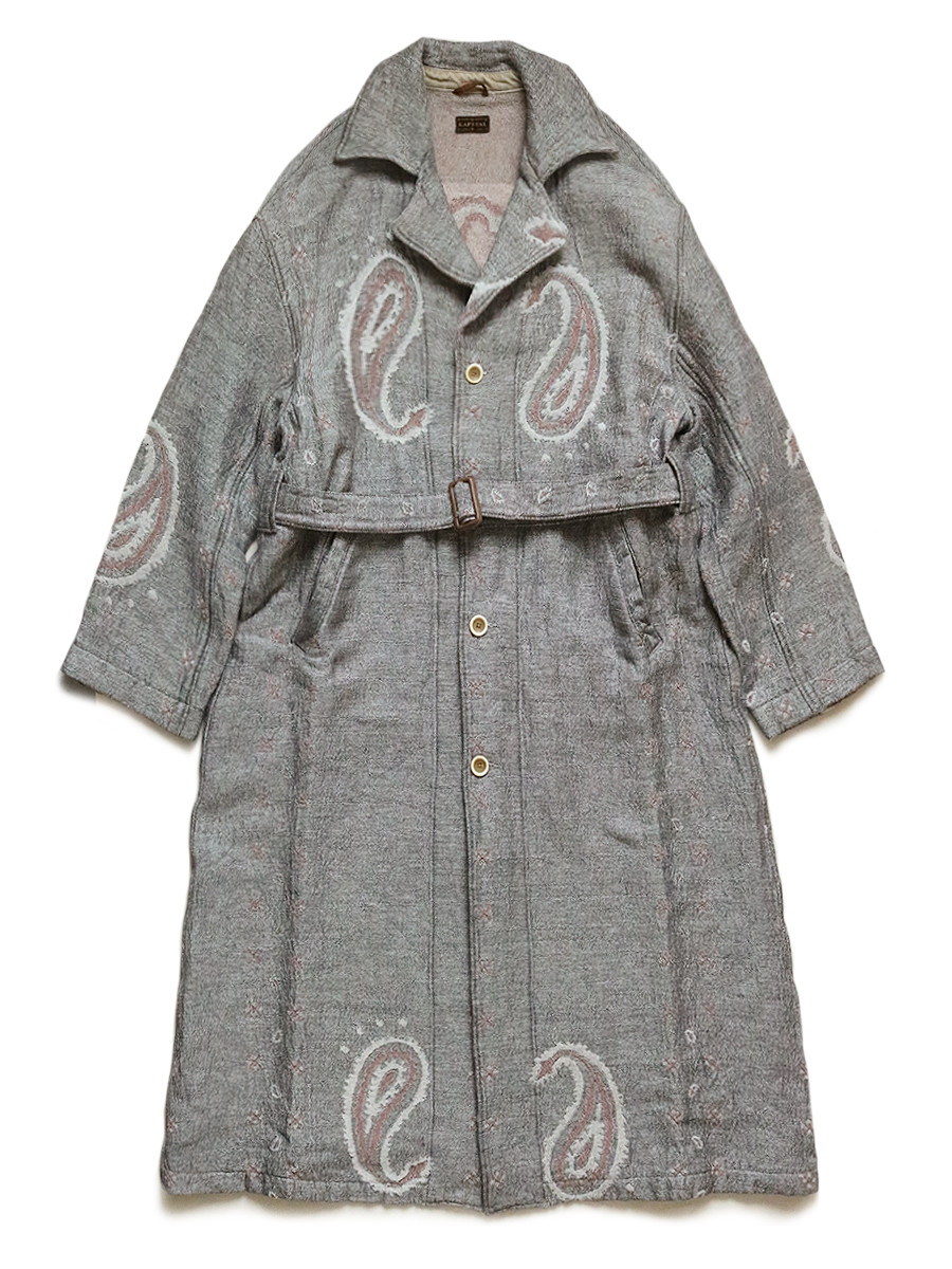 KAPITAL Coat Rug Paisley Pattern Linen Wool Dragging Coat