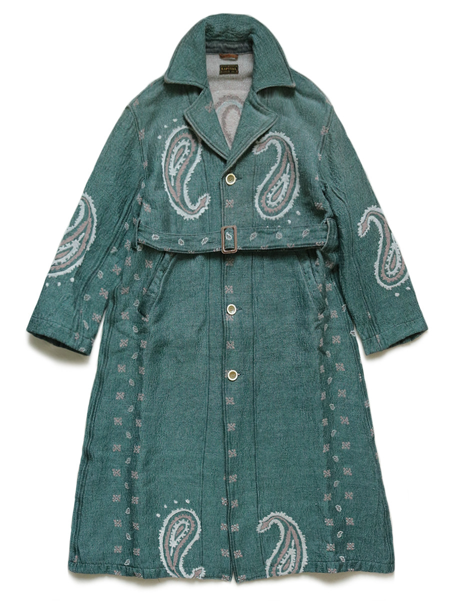 KAPITAL Coat Rug Paisley Pattern Linen Wool Dragging Coat