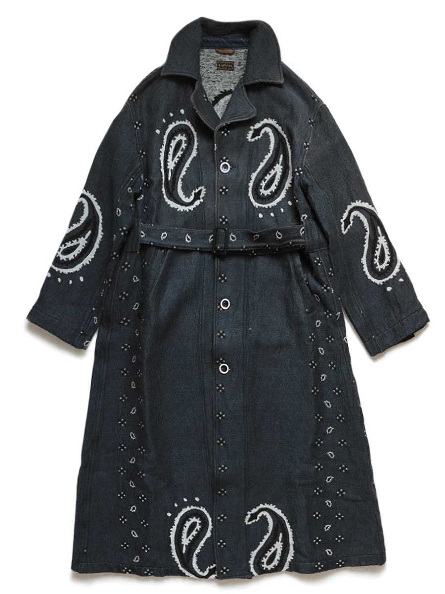 KAPITAL Coat Rug Paisley Pattern Linen Wool Dragging Coat