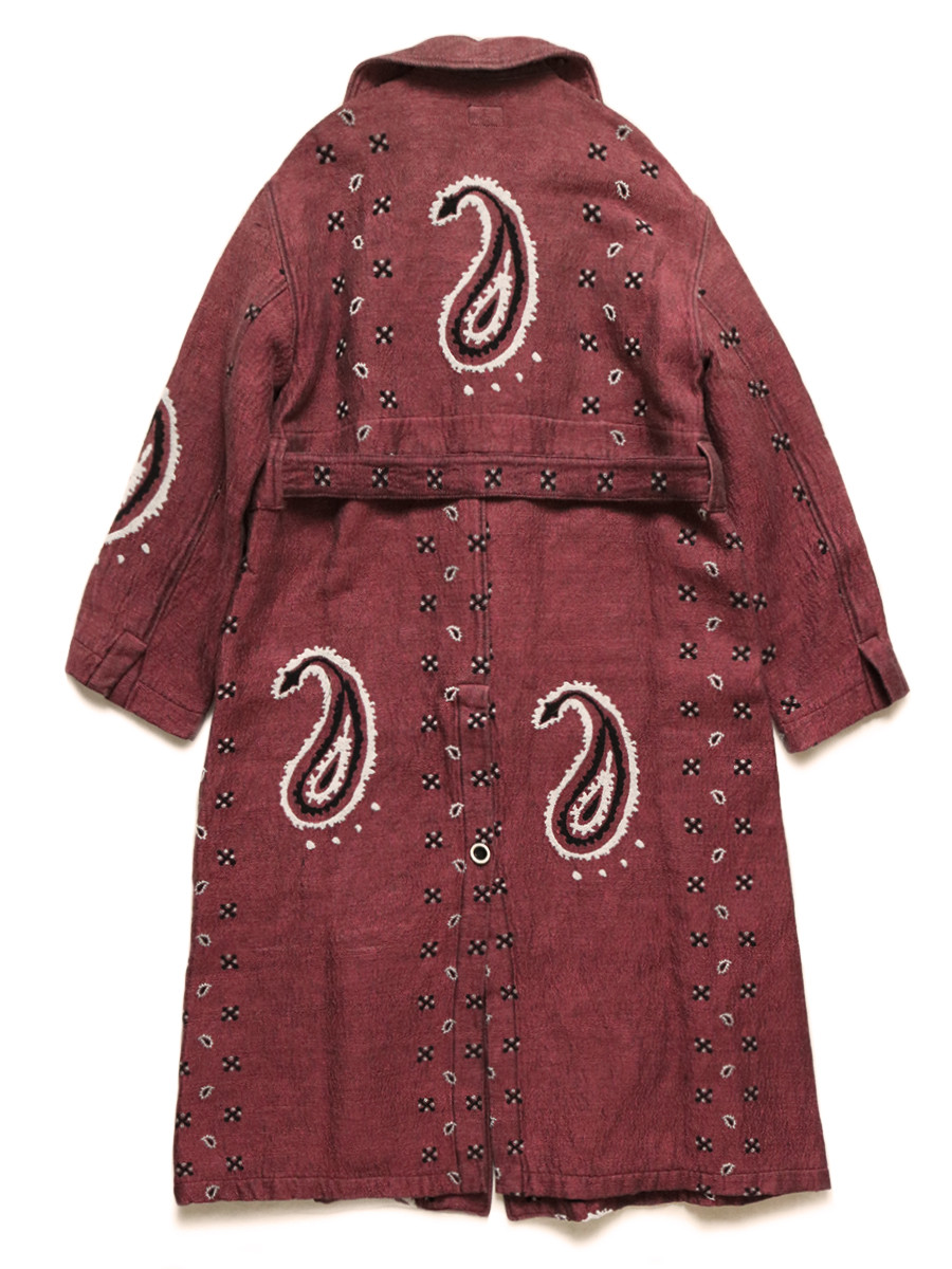 KAPITAL Coat Rug Paisley Pattern Linen Wool Dragging Coat