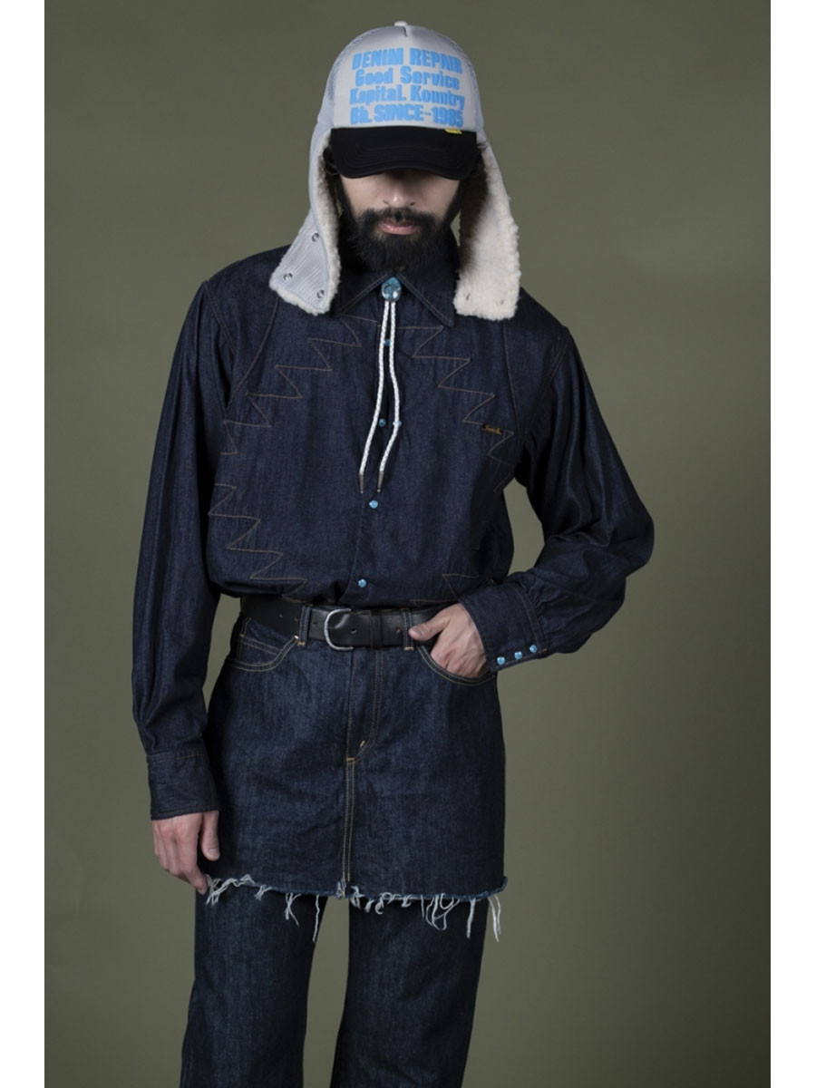 KAPITAL Hat/Cap DENIM REPAIR SERVICEpt Lumbar Track Cap