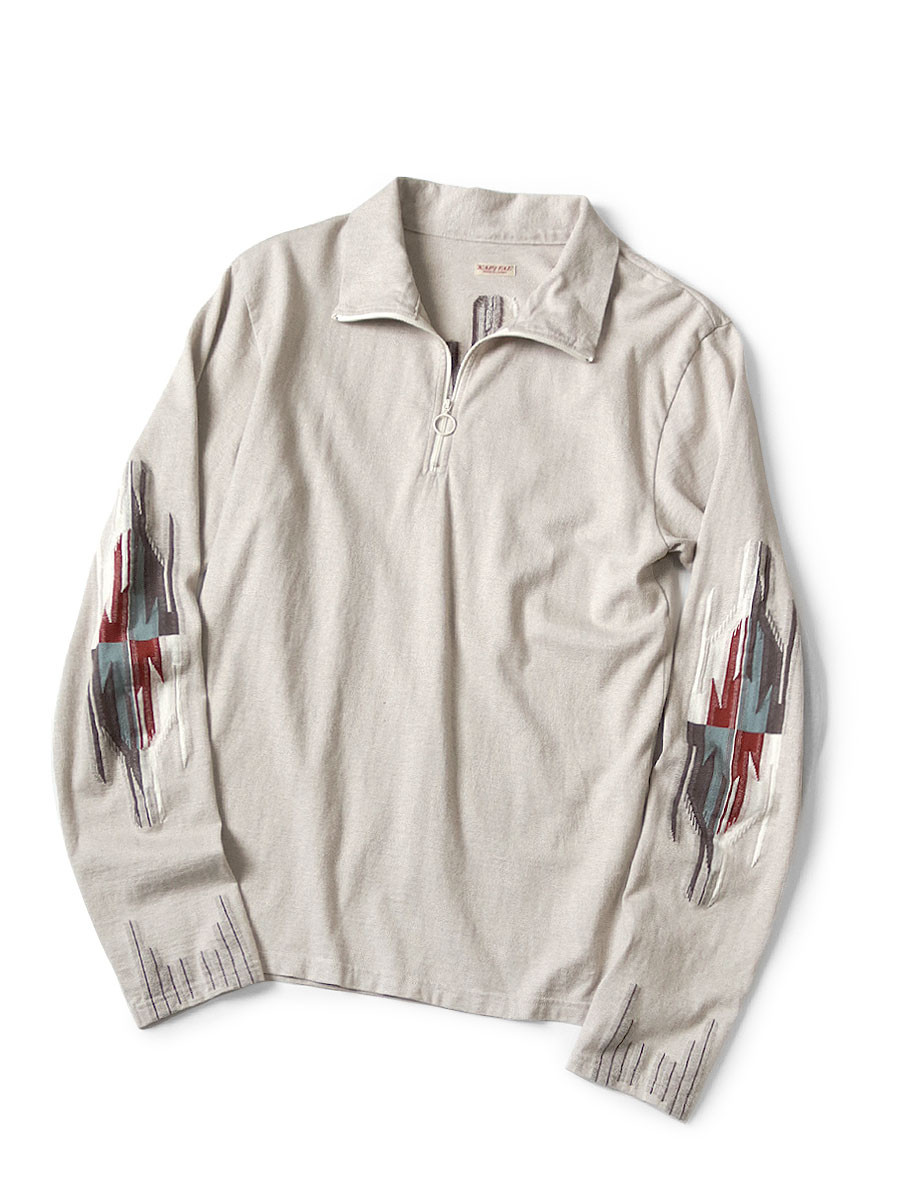 KAPITAL T-Shirt Ortega Jersey Half-Zip Long-Sleeve T-Shirt