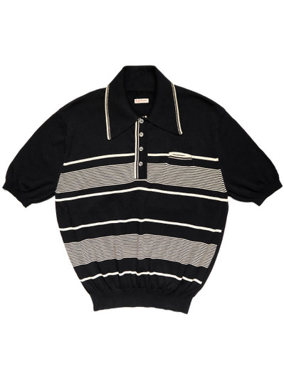 Picture No.1 of KAPITAL 14G Cotton Knit Striped Carol Polo K2403KN120