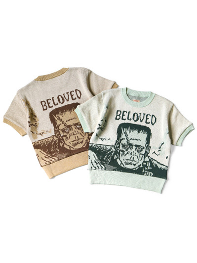 Picture No.1 of KAPITAL 8G Jacquard Knit Short Sleeve Vintage Cropped Sweater (BELOVED Mr_) K2409KN801