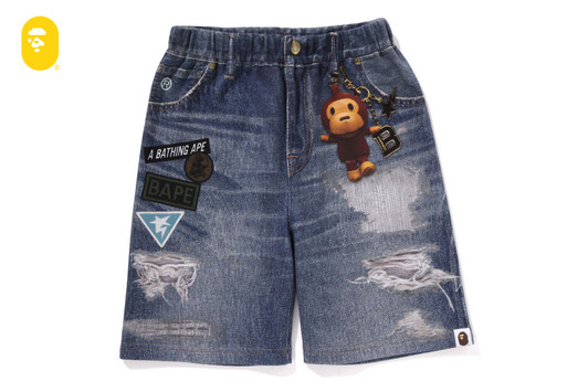 Picture No.1 of BAPE BAPE DENIM PRINT SWEAT SHORTS 1L30-353-013