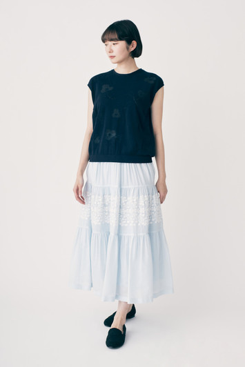 Picture No.1 of minä perhonen flower shadow French sleeve Knit Pullover 2025 s/s ADS8982