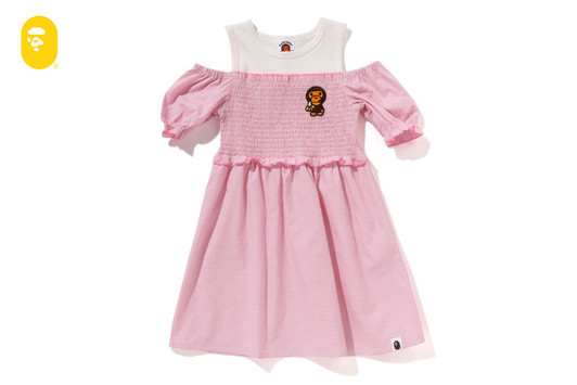 Picture No.1 of BAPE GINGHAM CHECK SHIRRING DRESS 2L80-335-002