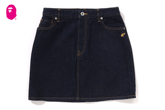 Picture No.1 of BAPE APE HEAD EMBROIDERY 12 OZ DENIM SKIRT 1L80-254-001