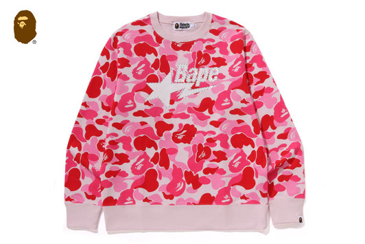 Picture No.1 of BAPE ABC CAMO RHINESTONE BAPE STA CREWNECK SWEATSHIRT 1L80-113-013