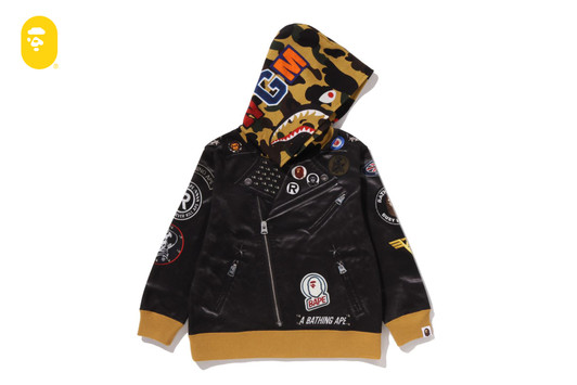 Picture No.1 of BAPE LEATHER JACKET PRINT SHARK PULLOVER HOODIE 1L80-314-004