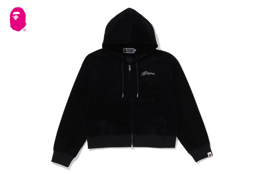 Picture No.1 of BAPE WASHED MULTI LOGO RHINESTONE VELOUR FULL ZIP HOODIE 1L80-215-302
