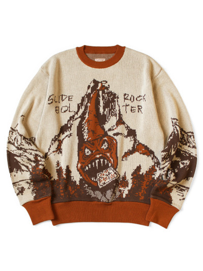 Picture No.1 of KAPITAL 8G Jacquard Knit Vintage Crew Sweater (Slide Rock Bolt) K2509KN061