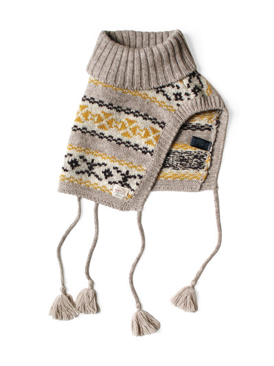 Picture No.1 of KAPITAL 3G Yellowknife Fair Isle High Neck Bib Poncho K2510XG535