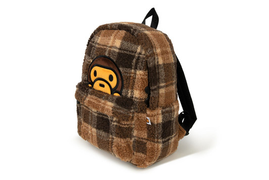 Picture No.1 of BAPE BABY MILO FAUX FUR CHECK MEDIUM BACKPACK AL70-189-324