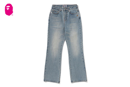 Picture No.1 of BAPE A BATHING APE LOGO BOOTCUT DENIM PANTS 1M30-250-302