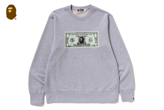 Picture No.1 of BAPE BANKNOTE RELAXED FIT CREWNECK SWEATSHIRT 1M30-113-309
