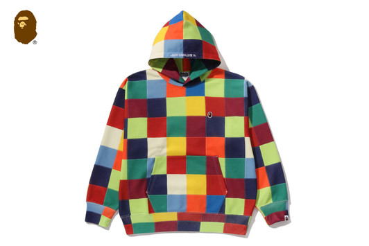 Picture No.1 of BAPE MULTI COLOR PATCHWORK PULLOVER HOODIE 1M30-114-002