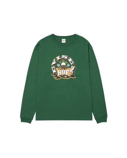 Picture No.1 of Evisen Skateboards HUF x EVISEN HUFUJI L/S TEE - DARK GREEN 9976884920634