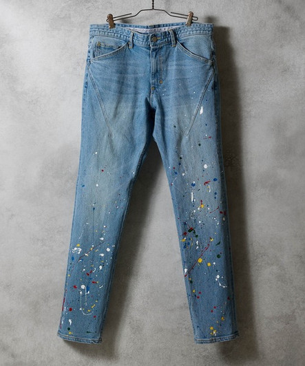 Picture No.1 of NUMBER (N)INE Hand painted tapered skinny denim jeans vintage wash BA2NP003P