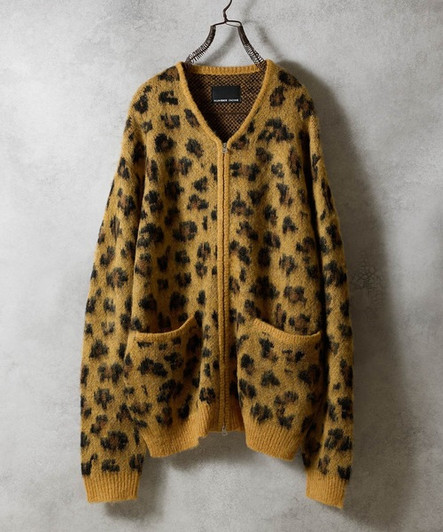 Picture No.1 of NUMBER (N)INE LEOPARD JACQUARD KNIT ZIP-UP CARDIGAN / Leopard Jacquard Knit Zip-Up Cardigan F25NK004
