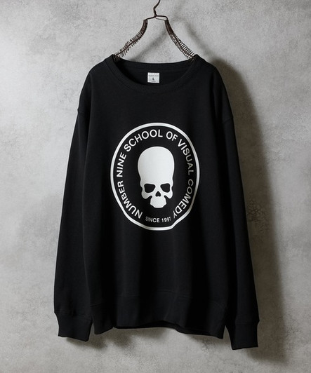 Picture No.1 of NUMBER (N)INE SCHOOL OF VISUAL COMEDY PRINTED CLASSIC CREWNECK SWEATSHIRT / Skull Motif Logo Print classic Crew Neck sweatshirt F25NC006