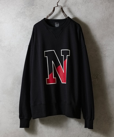Picture No.1 of NUMBER (N)INE VINTAGE GAZETTE N-LOGO CREWNECK SWEATSHIRT / Vintage Gazette Two-tone Alphabet logo Crew Neck sweatshirt F25NC004