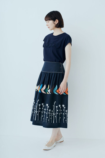 Picture No.1 of minä perhonen noppara × bird Skirt UKA ADS5434S