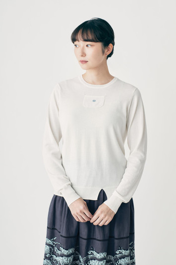 Picture No.1 of minä perhonen Tasca Long Sleeve Knit Pullover 2025 S/S ADS8981