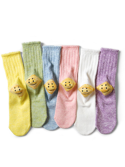 Picture No.1 of KAPITAL 56 3X1 Rib Rainbowy Happy Heel Socks EK-1363XSA