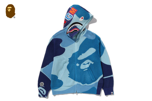 Picture No.1 of BAPE ABC CAMO CROCHET SHARK RELAXED FIT FULL ZIP HOODIE 1M30-115-311