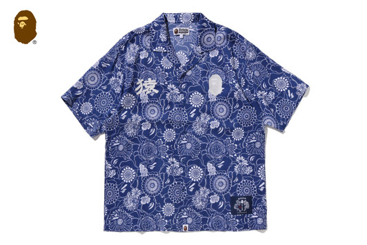 Picture No.1 of BAPE JAPANESE INDIGO ART CAMO OPEN COLLAR SS SHIRT 1M30-132-308